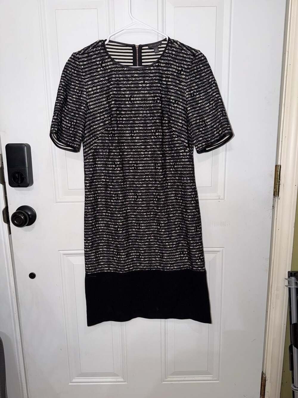 The Limited Women's Black and White Lace Overlay Sheath Midi Dress Size XS